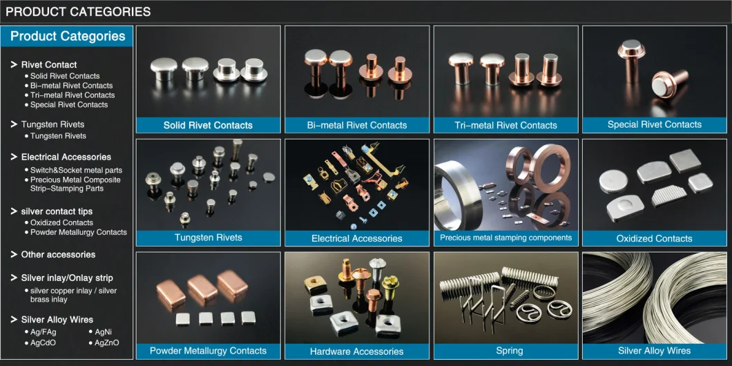 Electrical Equipment Silver Copper Contact Tips Bimetal Contact Buttons Metal Contact Point for Relays