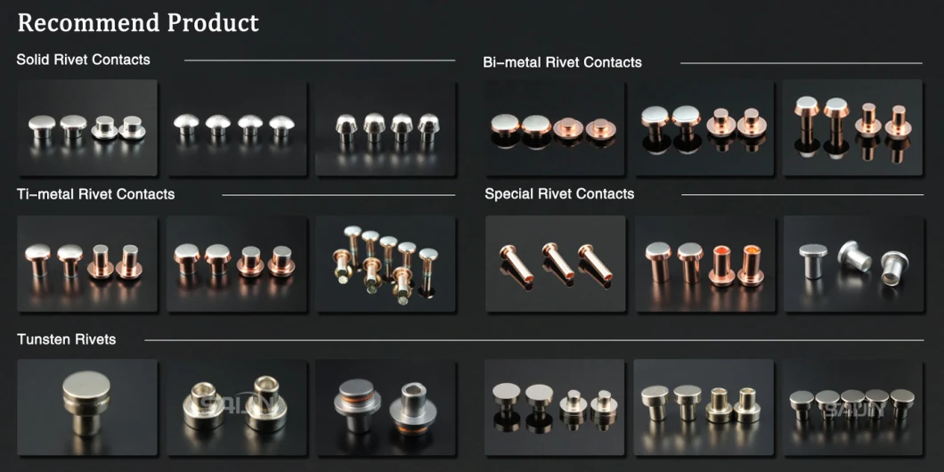 Electrical Equipment Silver Copper Contact Tips Bimetal Contact Buttons Metal Contact Point for Relays